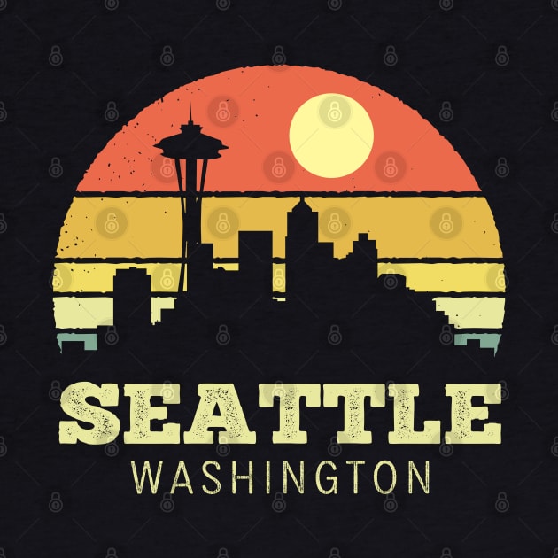 Seattle Washington Vintage Sunset by DetourShirts